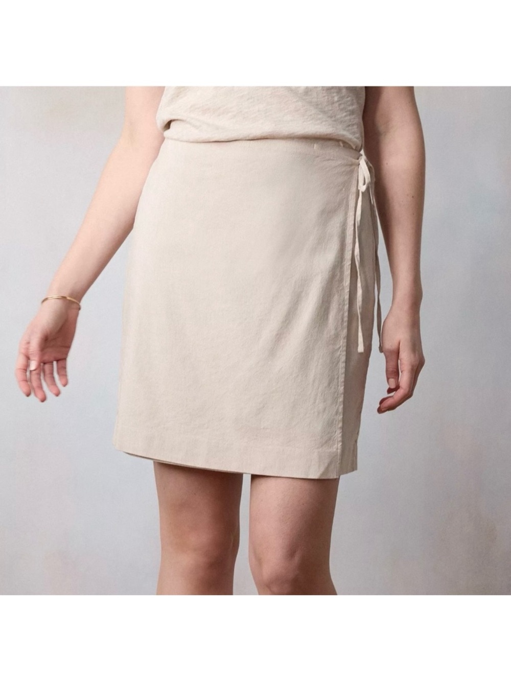 LC Lauren Conrad Linen Blend Wrap Skirt Khaki Size Xsmall NWT